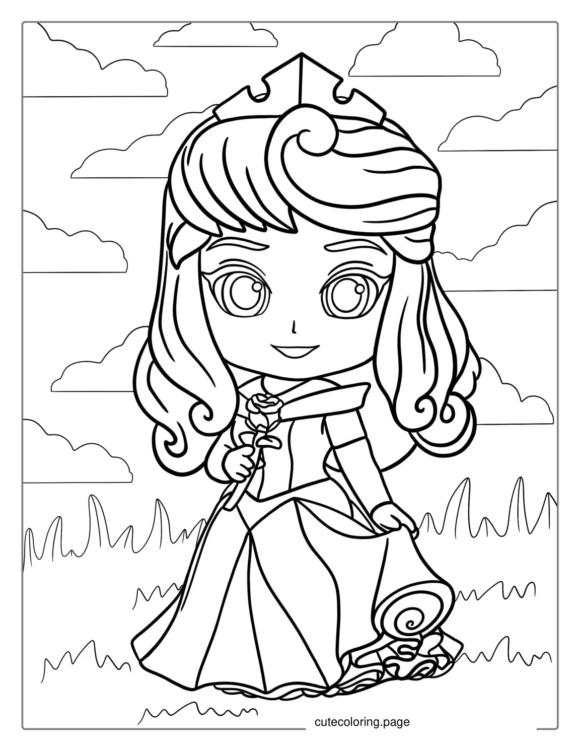 Cute Kawaii Sleeping Beauty Coloring Sheet coloring page