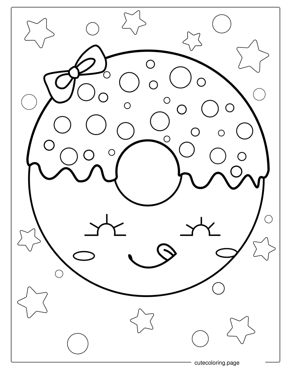 Cute Kawaii Smiling Donut Coloring Page coloring page