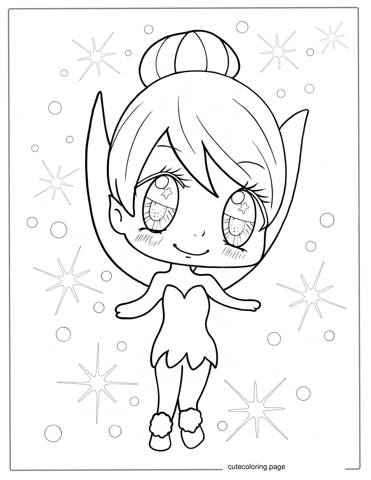 Cute Kawaii Tinker Bell Coloring Page For Kids coloring page