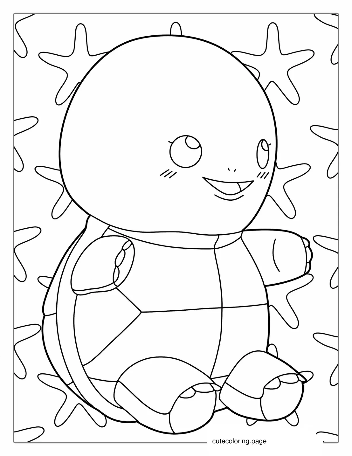 Cute Kawaii Turtle Coloring Page For Preschoolers coloring page