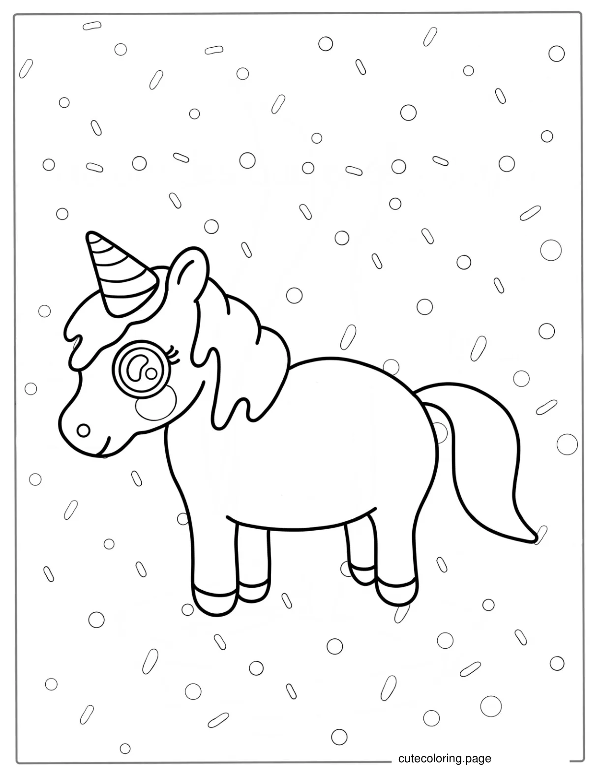 Easy Kawaii Unicorn To Color For Kids coloring page