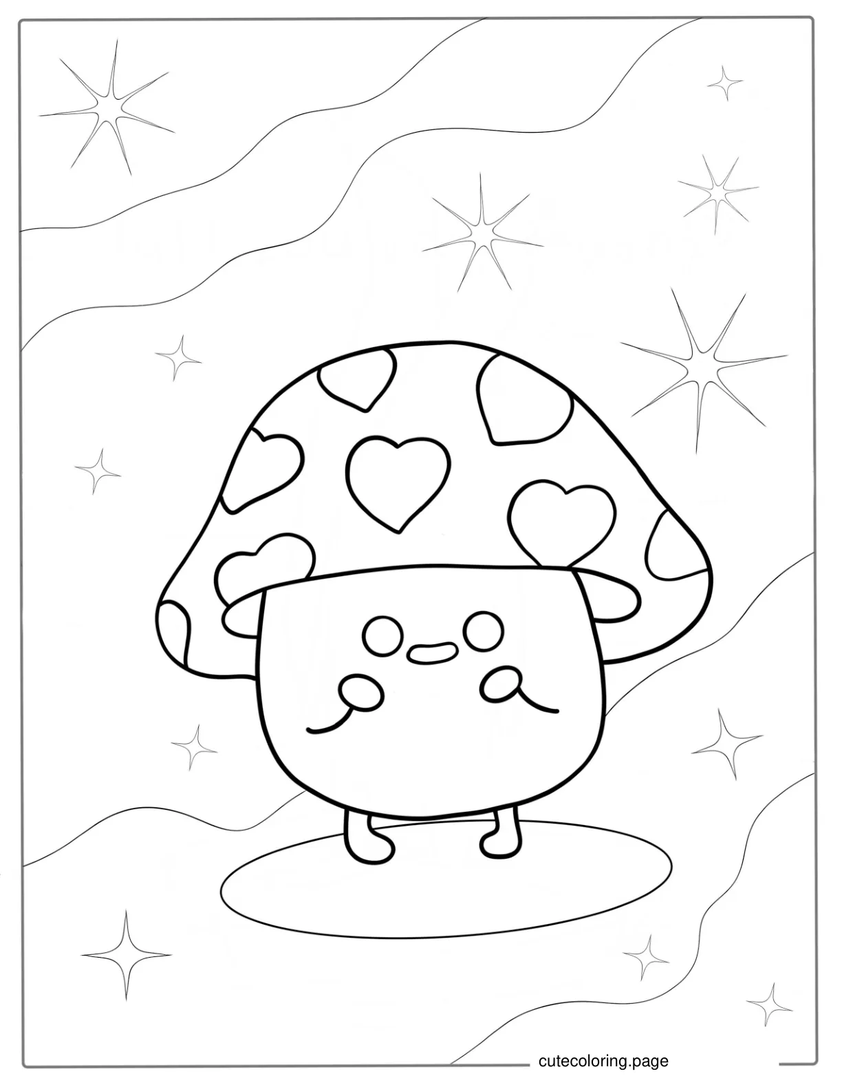 Kawaii Mushroom To Color coloring page