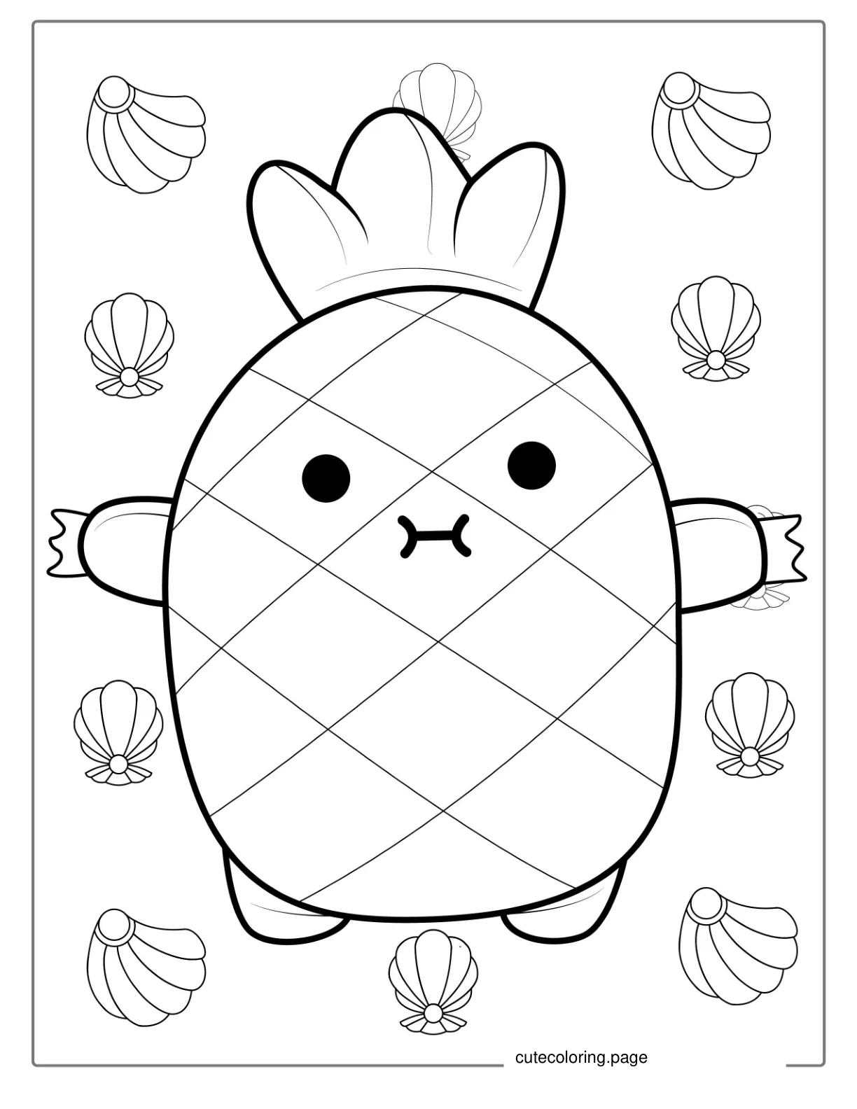 Kawaii Pineapple Coloring Page coloring page