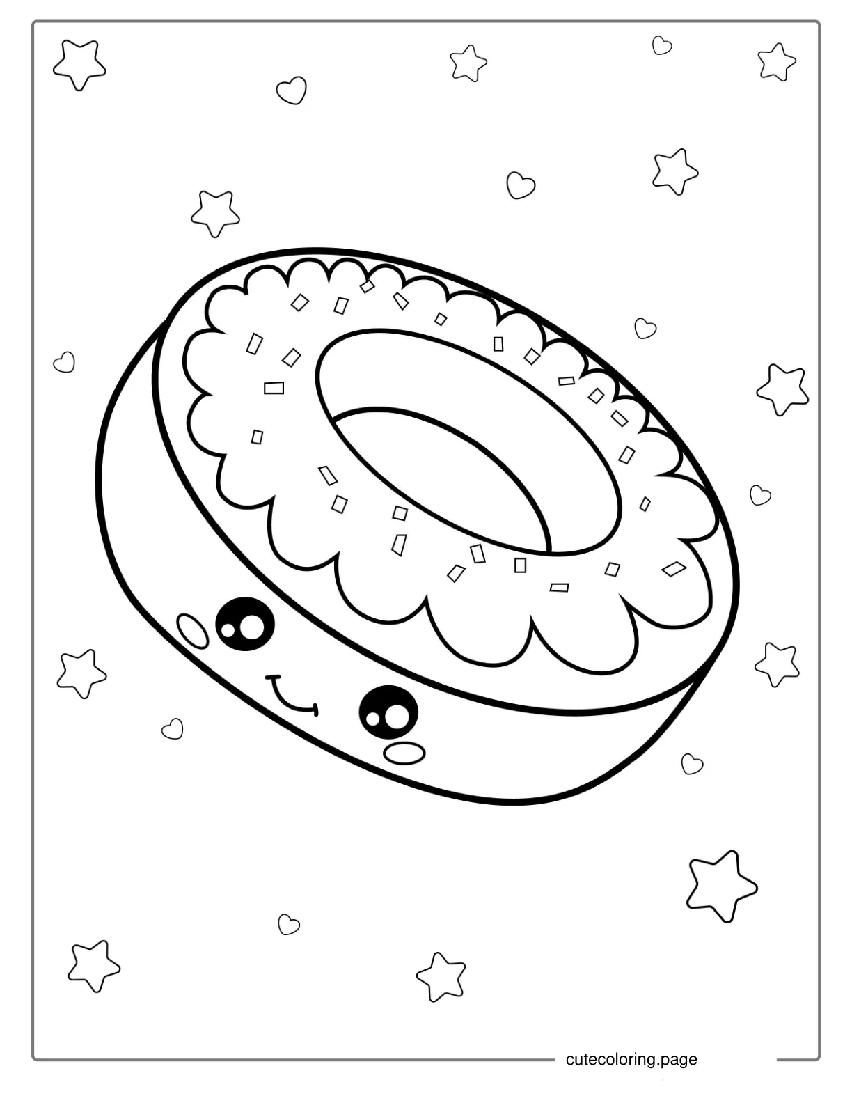 Kawaii Smiling Donut Coloring Sheet coloring page