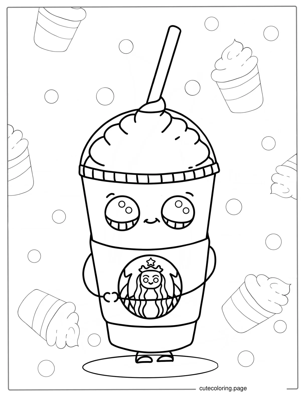 Kawaii Starbucks Drink To Color coloring page