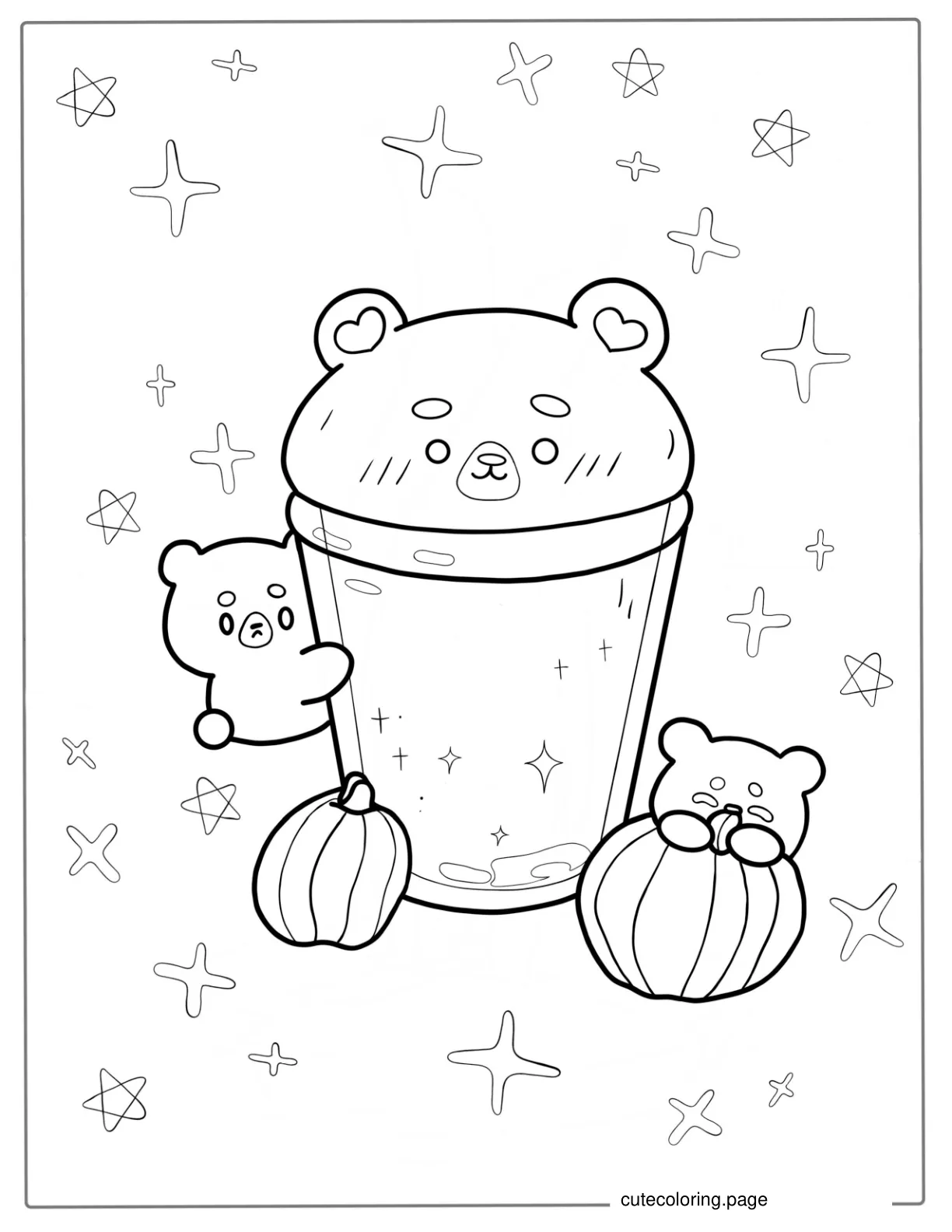 Kawaii Teddy Bear Milkshake Coloring Picture coloring page