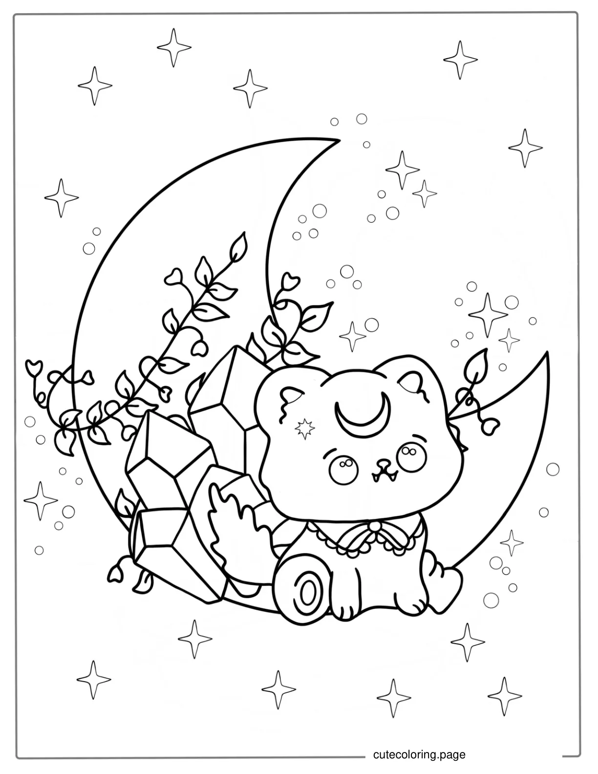 Kawaii Themed Moon Coloring Page coloring page