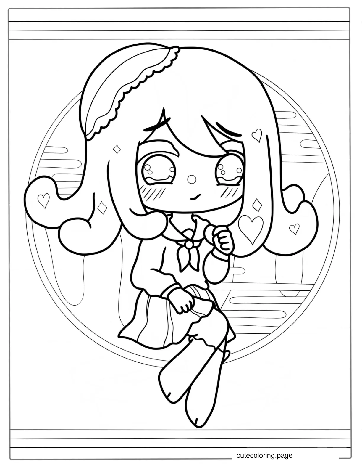 Simple Kawaii Chibi Girl To Color coloring page