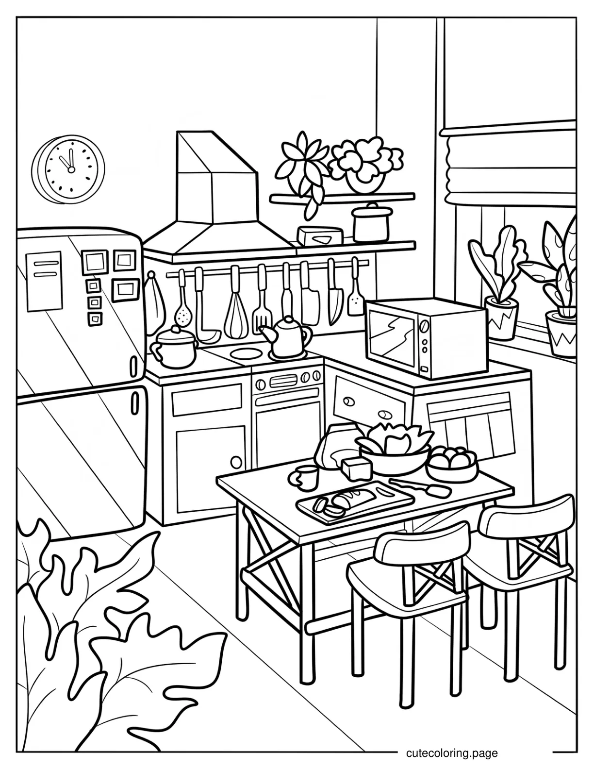 Detailed Modern Kitchen Coloring Sheet coloring page