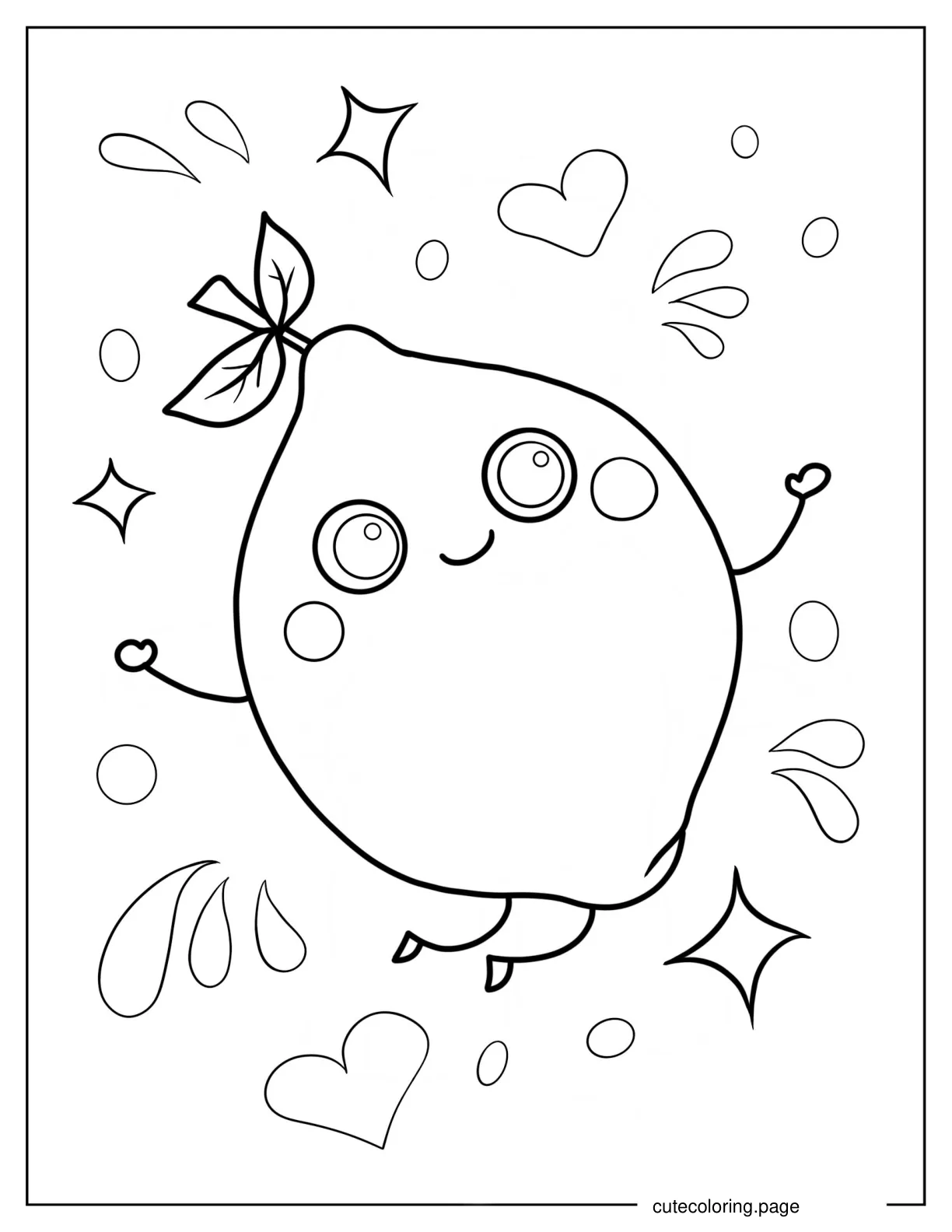 Kawaii Lemon Outline Coloring Page For Preschoolers coloring page