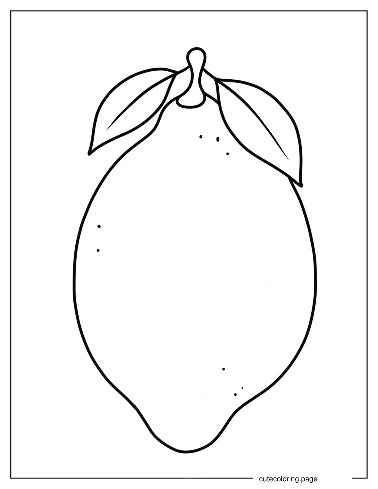 Large Whole Lemon With Stem And Leaves Coloring Page For Kids coloring page