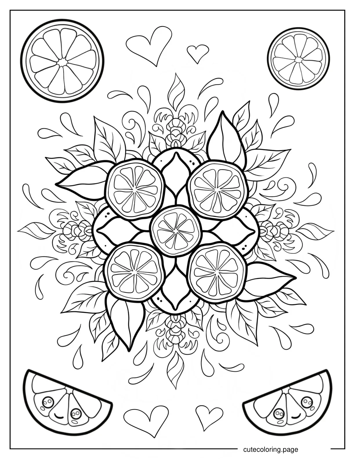 Lemon Slice Bouquet Coloring Page coloring page