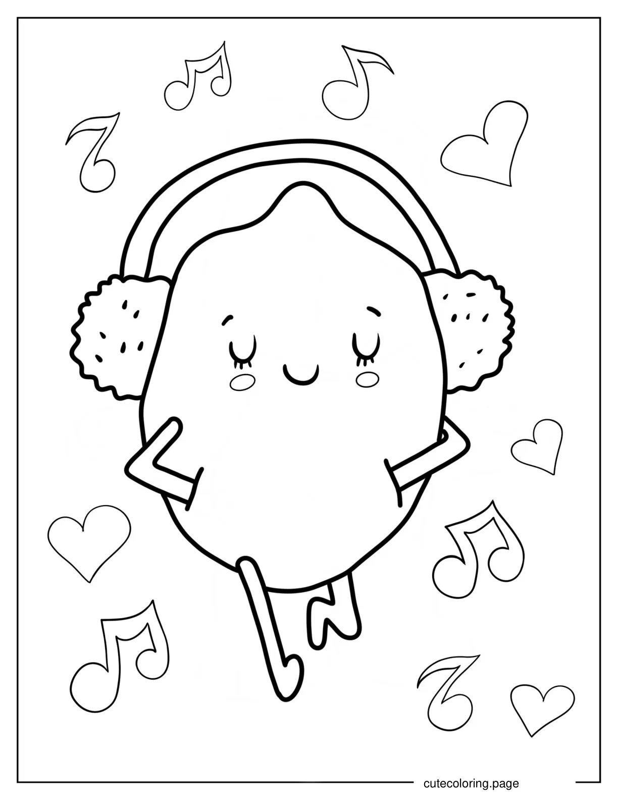 Lemon With Headphones Coloring Page For Kids coloring page