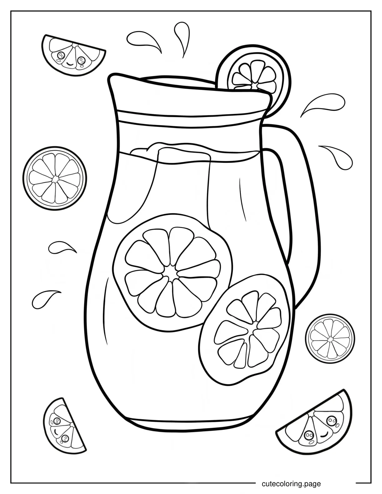 Realistic Pitcher Of Lemonade With Lemon Slices coloring page