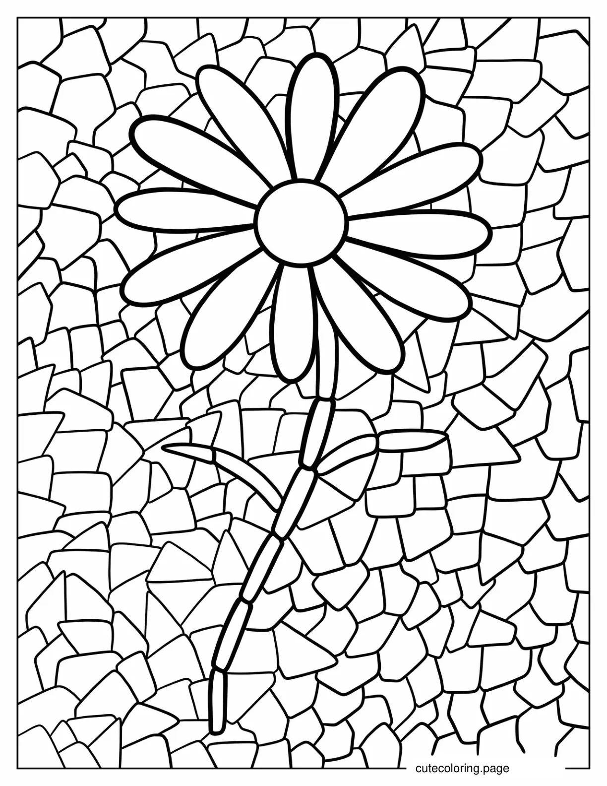 Cute Flower Mosaic Coloring Page For Preschoolers coloring page