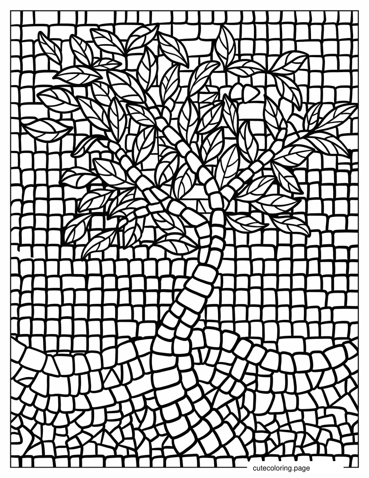 Detailed Small Tree Mosaic coloring page