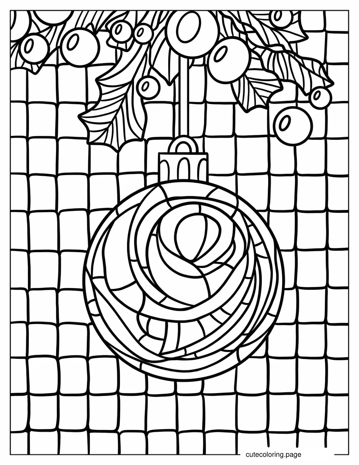 Easy Christmas Bauble Coloring Page For Kids coloring page