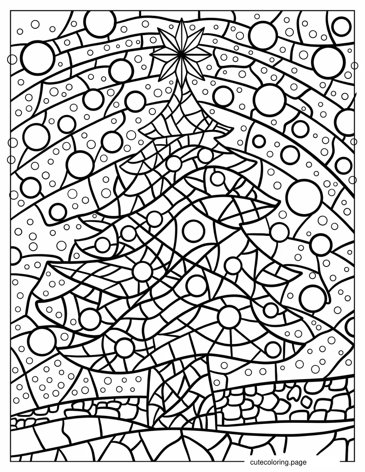 Festive Christmas Tree Mosaic coloring page