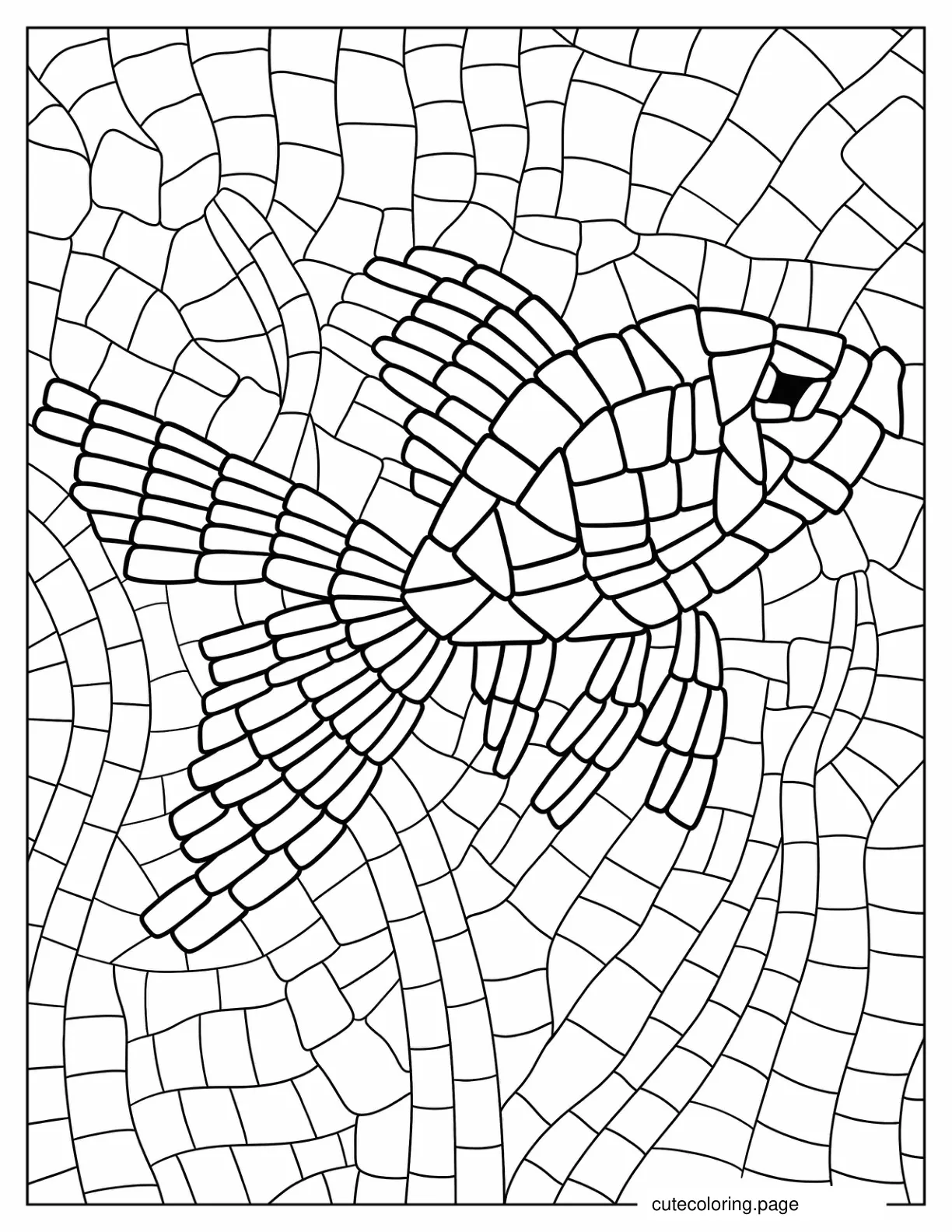 Goldfish Swimming Mosaic Coloring Sheet coloring page