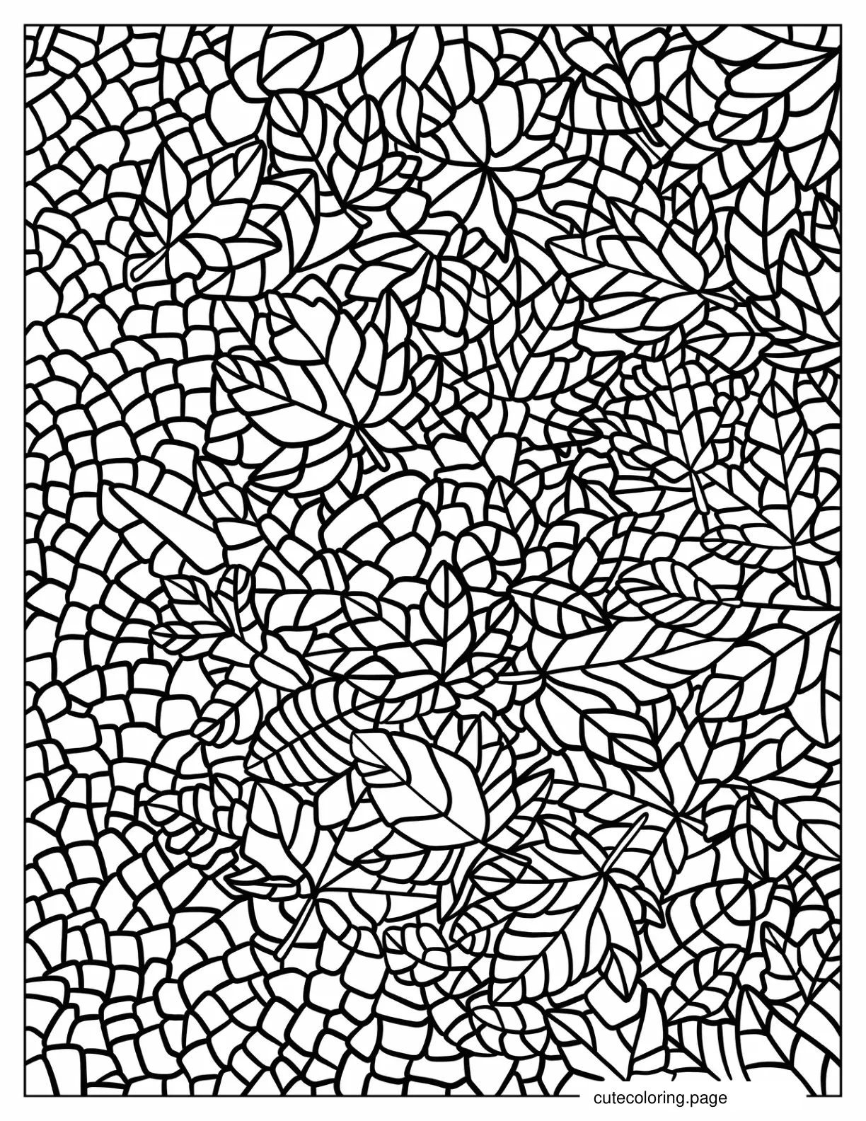 Intricate Flower And Leaves Mosaic Coloring Page coloring page