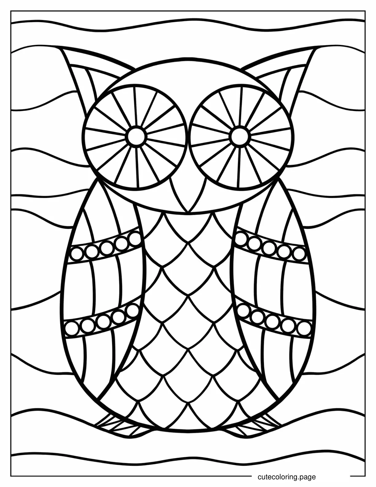 Kawaii Owl Mosaic Coloring Sheet For Kids coloring page