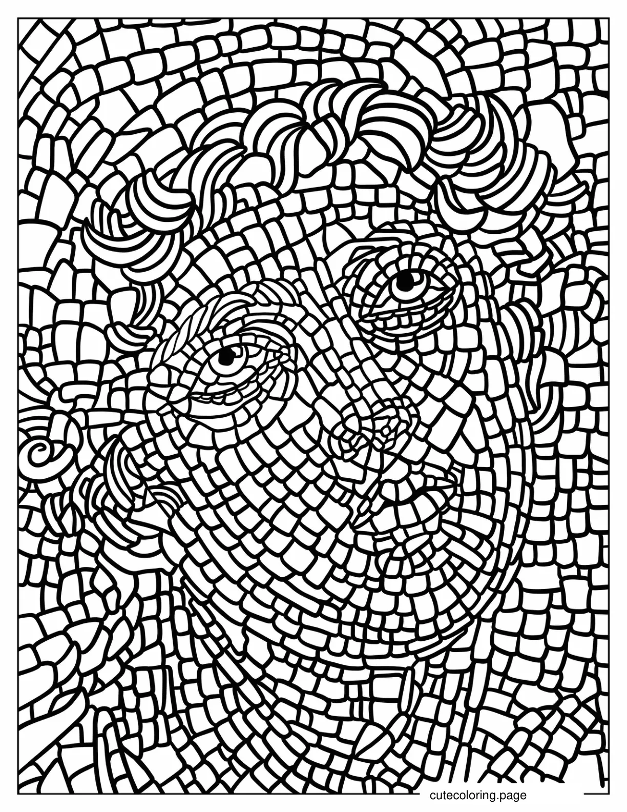 Mythological Face Mosaic Coloring Page For Adults coloring page