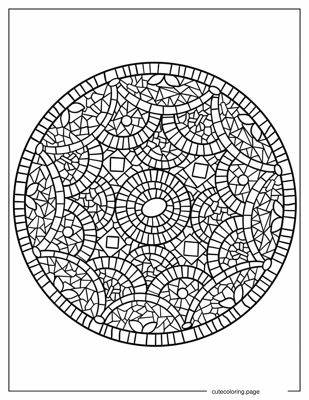 Round Mosaic With Archs Coloring Page coloring page