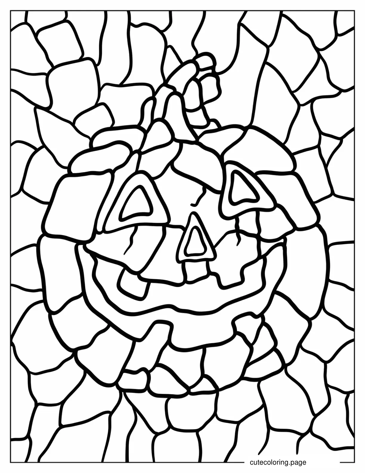 Scary Jack O Lantern Mosaic Coloring Page For Kids coloring page