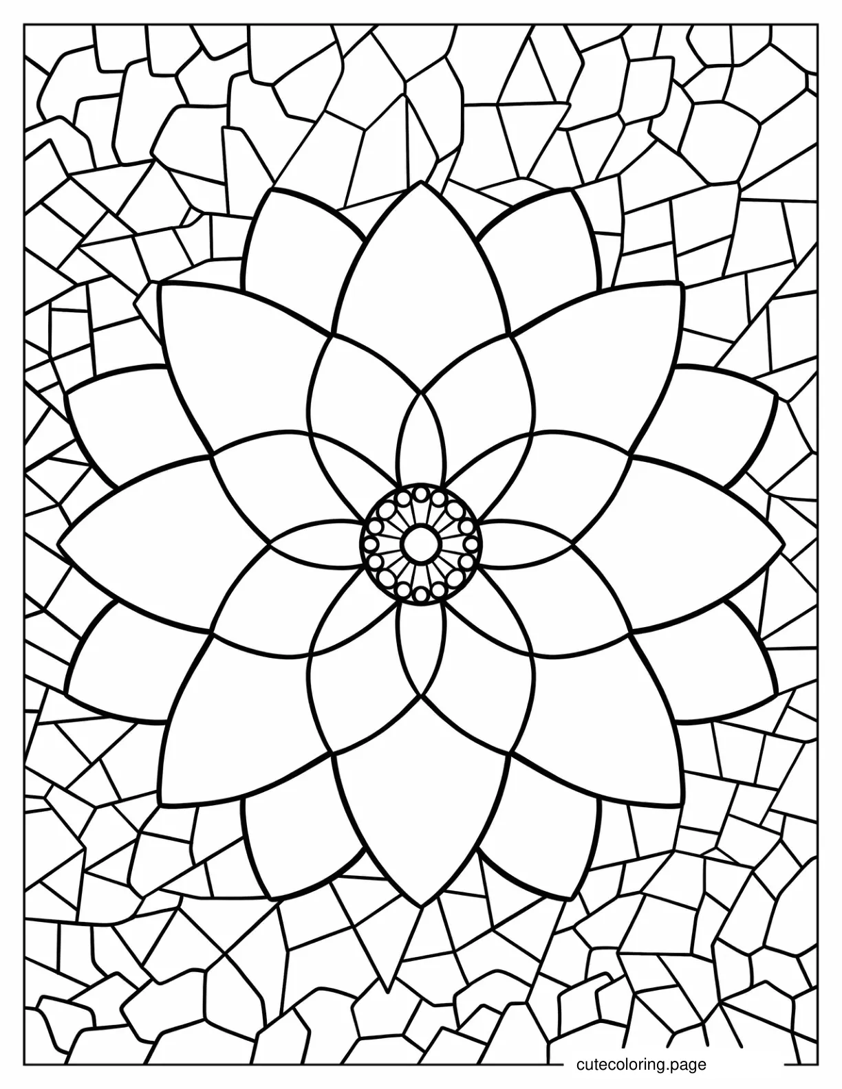 Simple Flower Mosaic Coloring Page For Kids coloring page