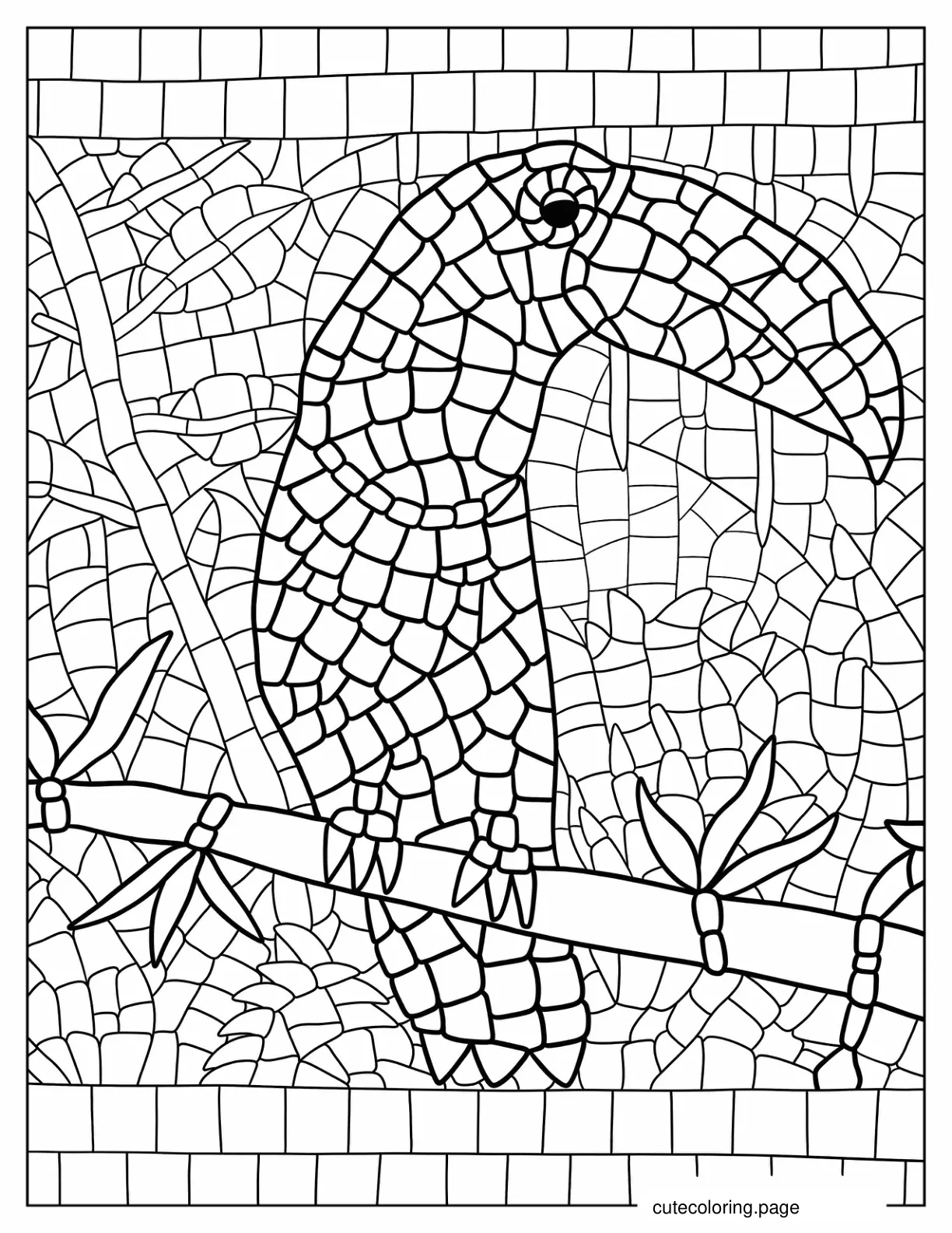 Tucan Mosaic Coloring Sheet coloring page