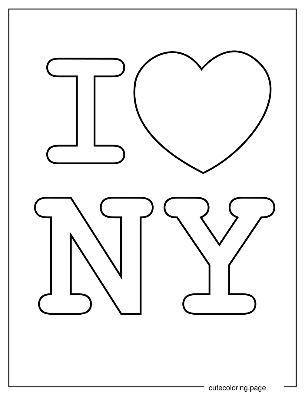 I Love New York Coloring Sheet For Kids coloring page