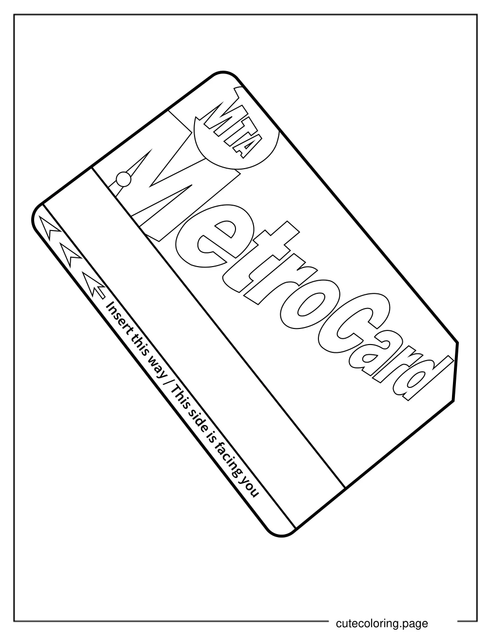 New York Metrocard Outline Coloring Sheet For Kids coloring page