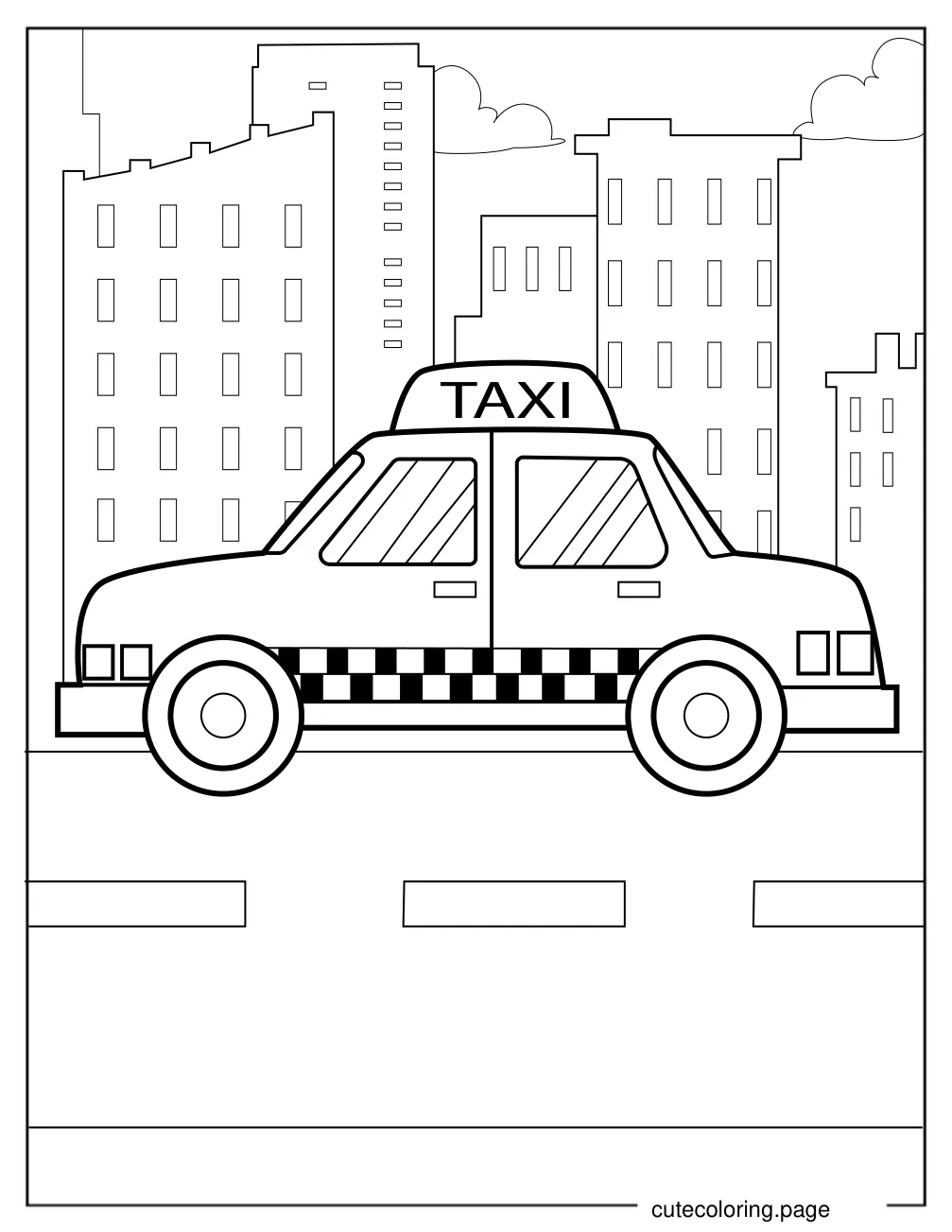 New York Taxi Coloring Page For Preschoolers coloring page