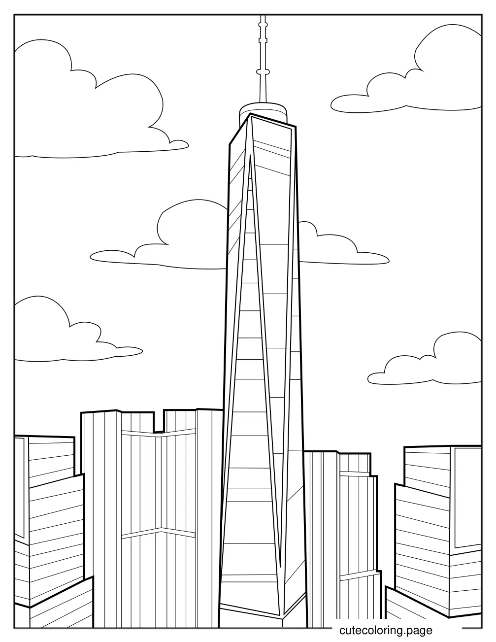 One World Trade Center New York Coloring Page For Kids coloring page