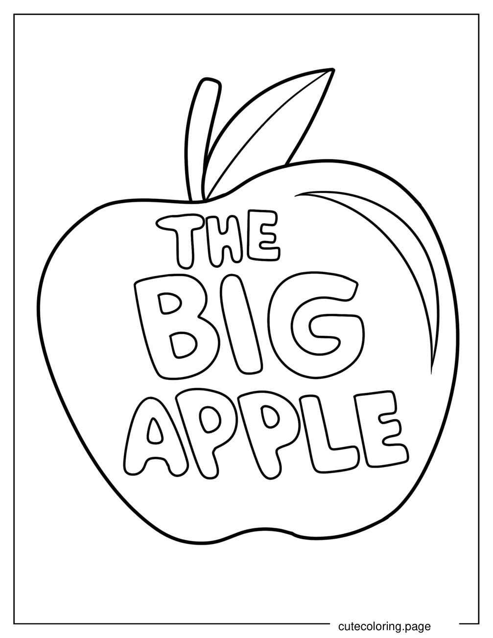 The Big Apple Coloring Sheet For Preschoolers coloring page