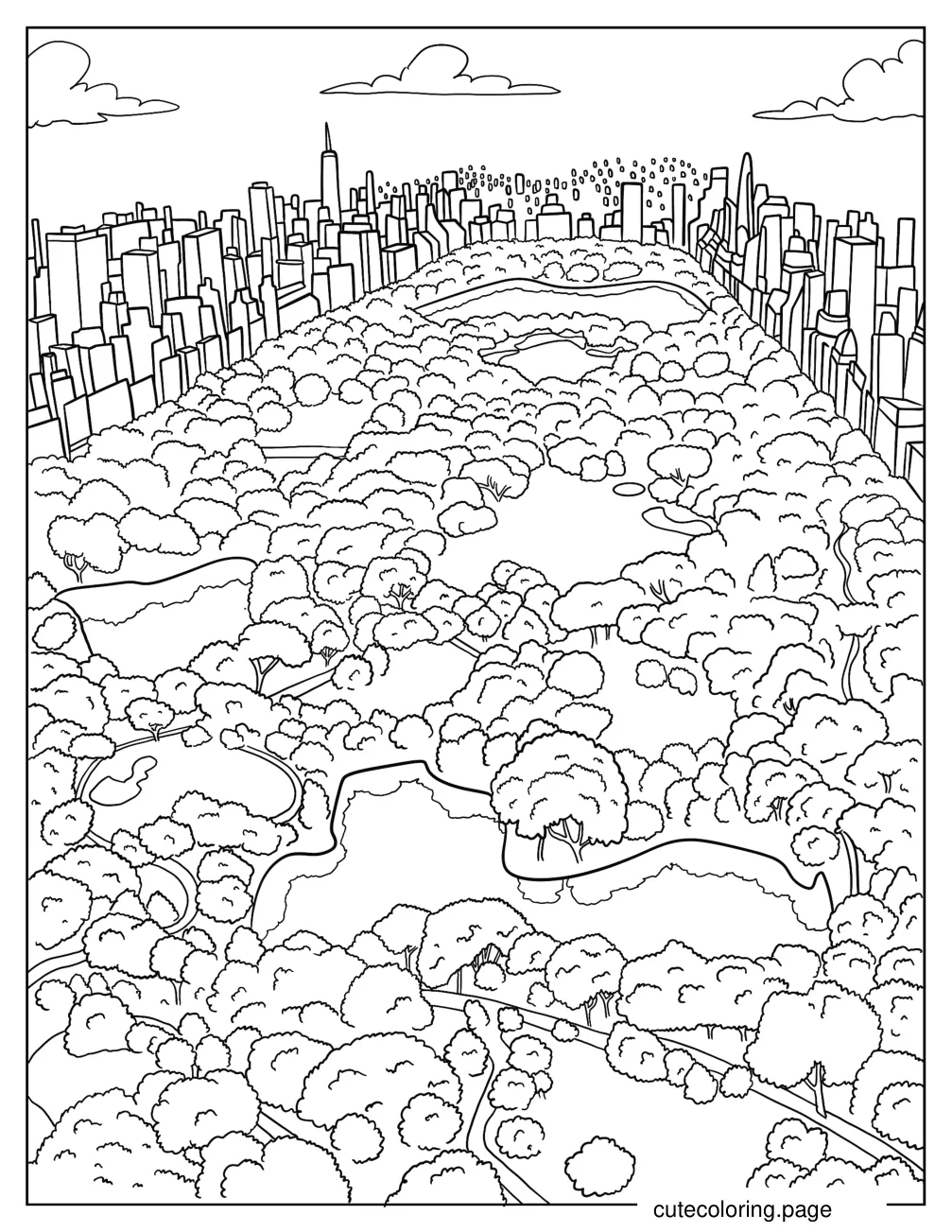 Top View Of Central Park coloring page