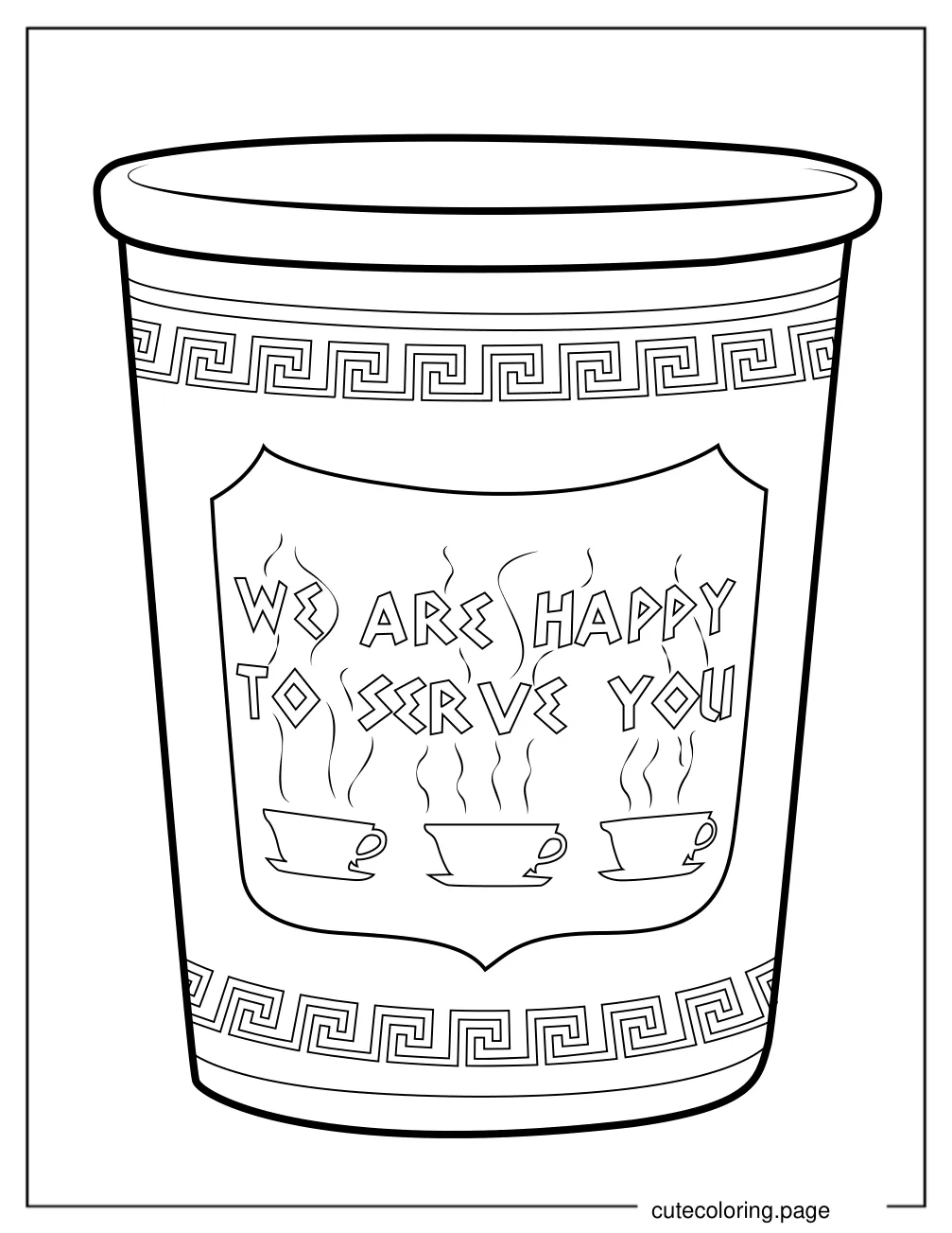 We Are Happy To Serve You Cup Coloring Page coloring page