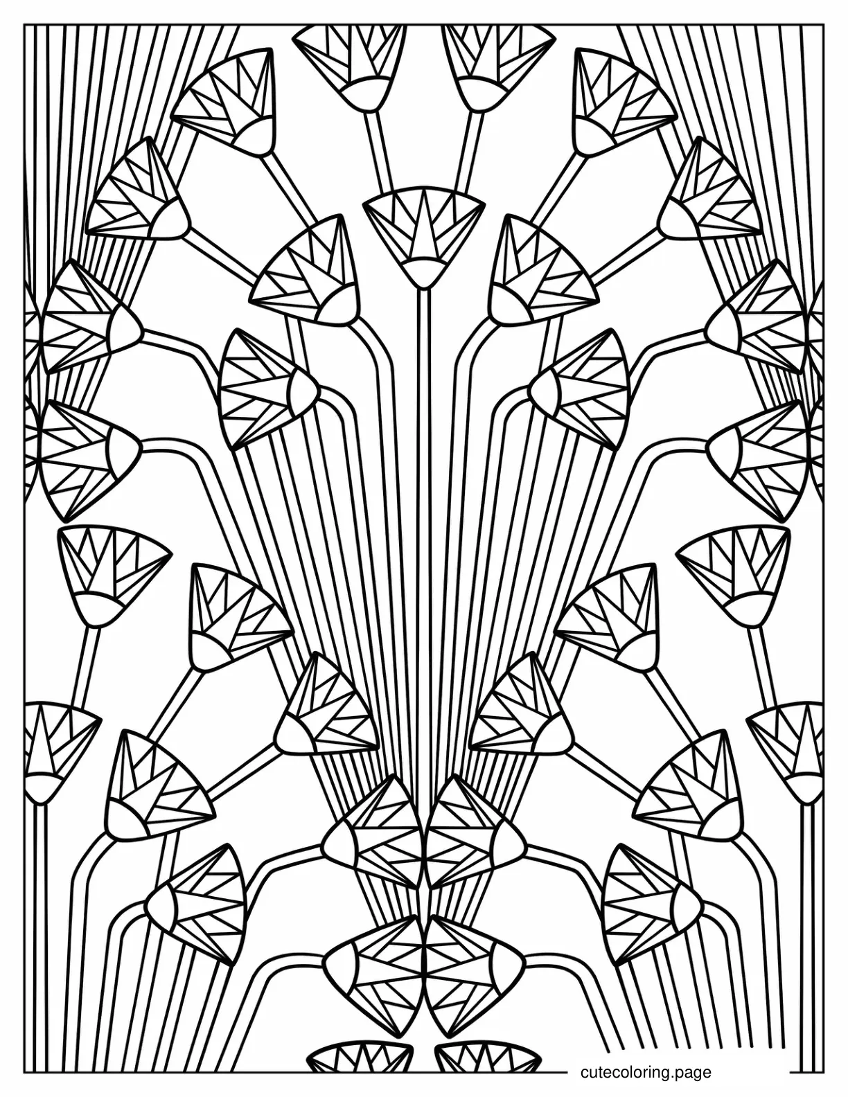 Geometric Flower Pattern Coloring Page coloring page