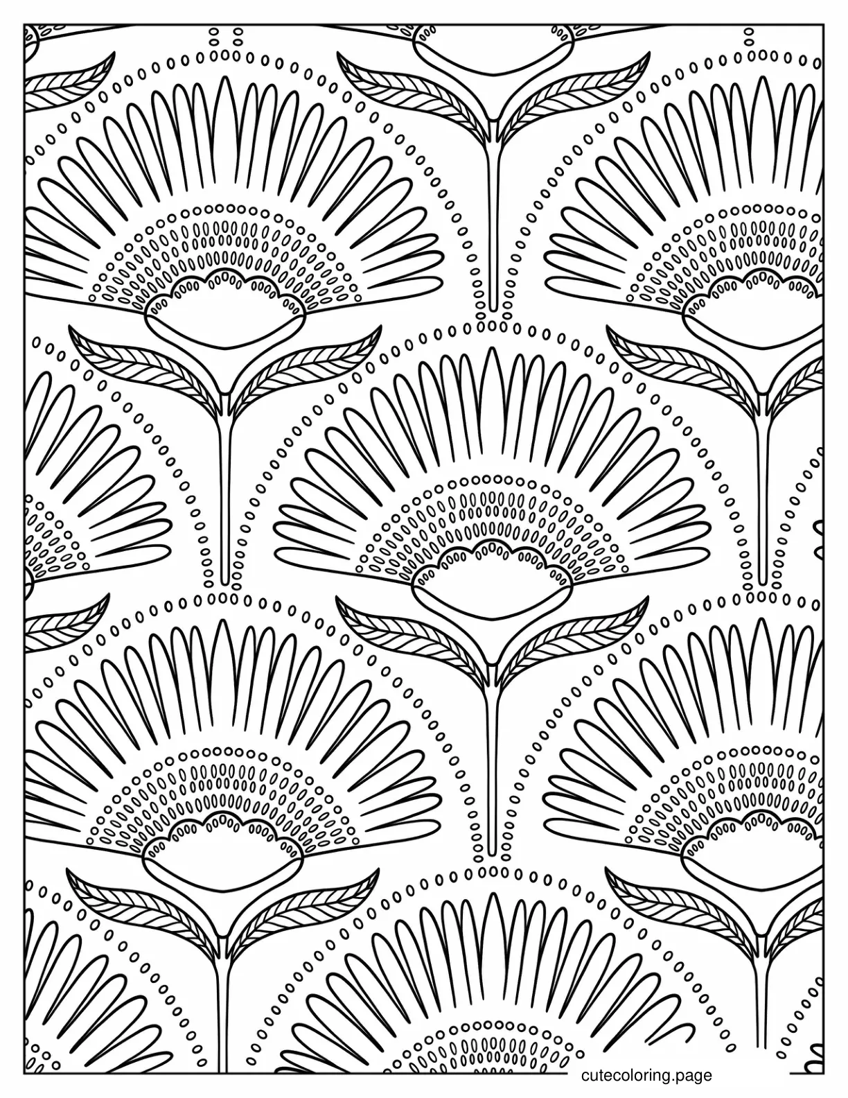 Large Dandelion Flowers Pattern Coloring Sheet coloring page