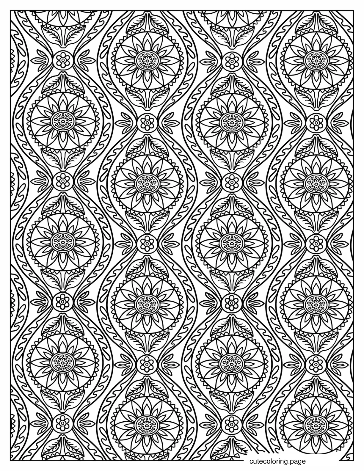 Repeating Sunflower Pattern Coloring Sheet coloring page