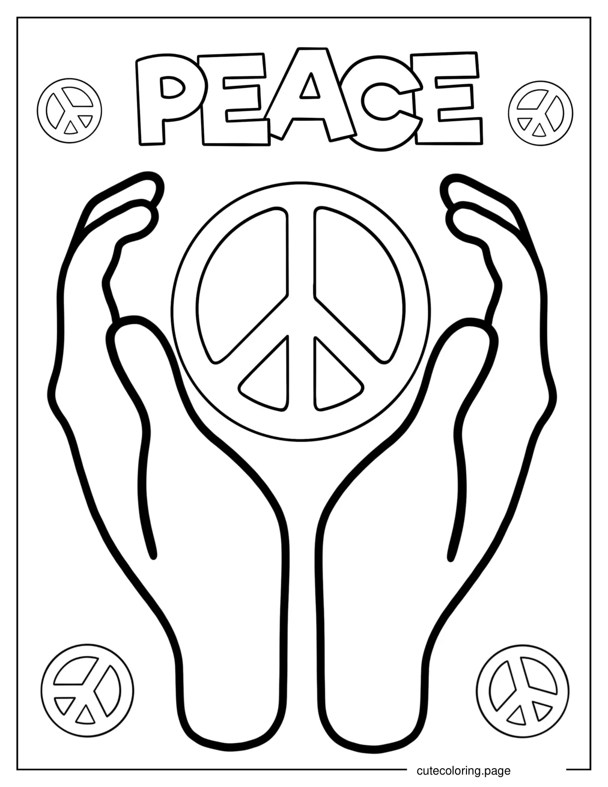 Coloring Page Of Hands Holding Peace Sign coloring page