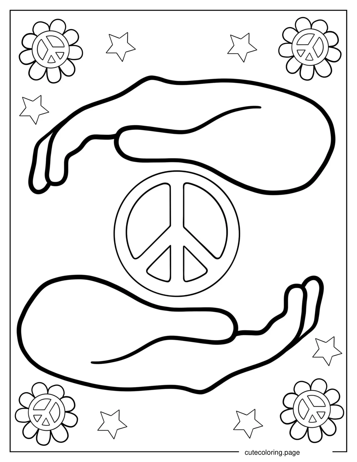 Peace Sign Held By Hands To Color coloring page