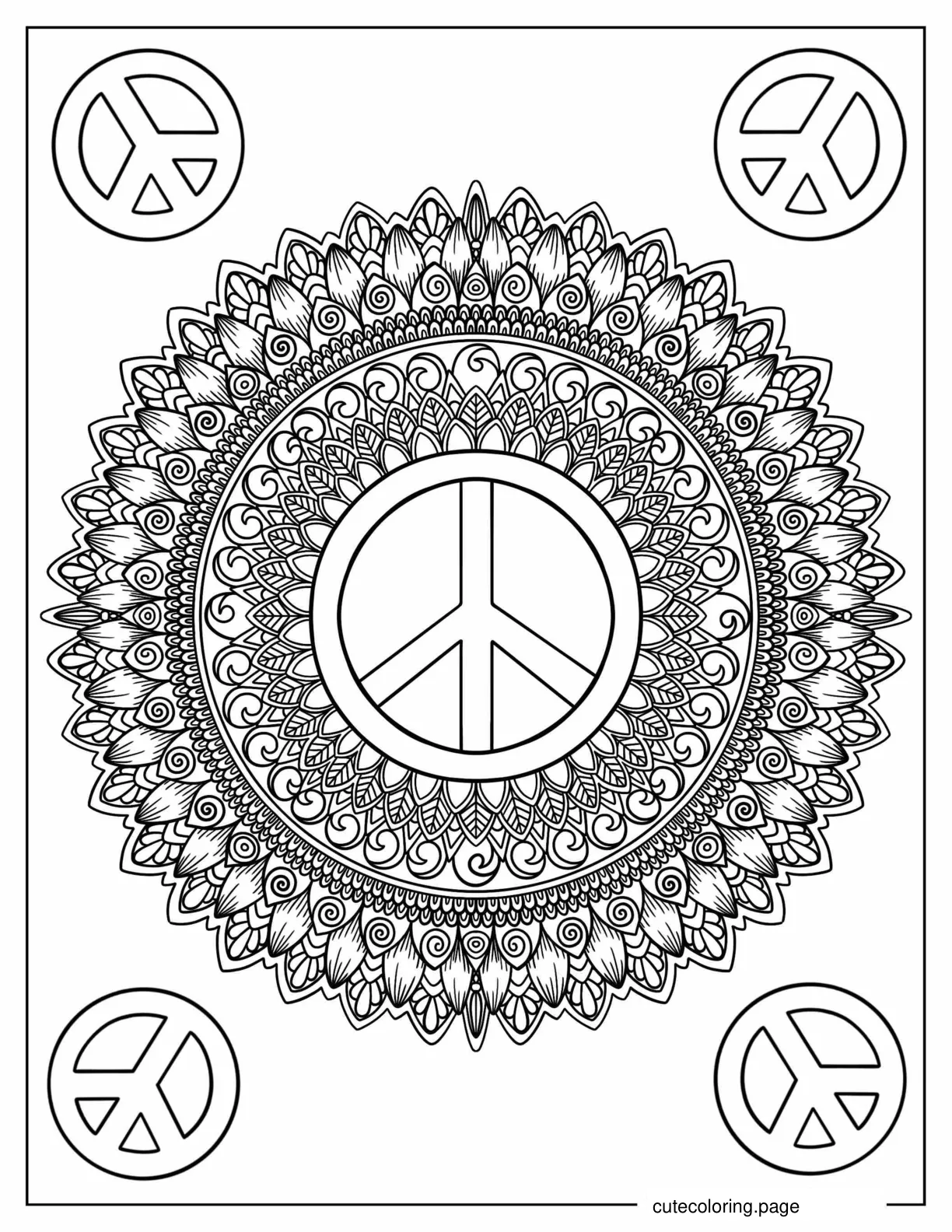 Peace Sign Mandala Coloring Page coloring page