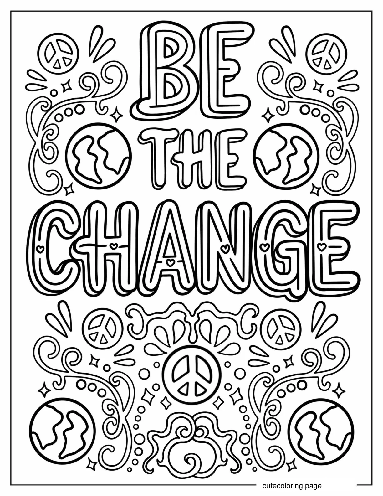 Peace Themed Art To Color For Kids coloring page