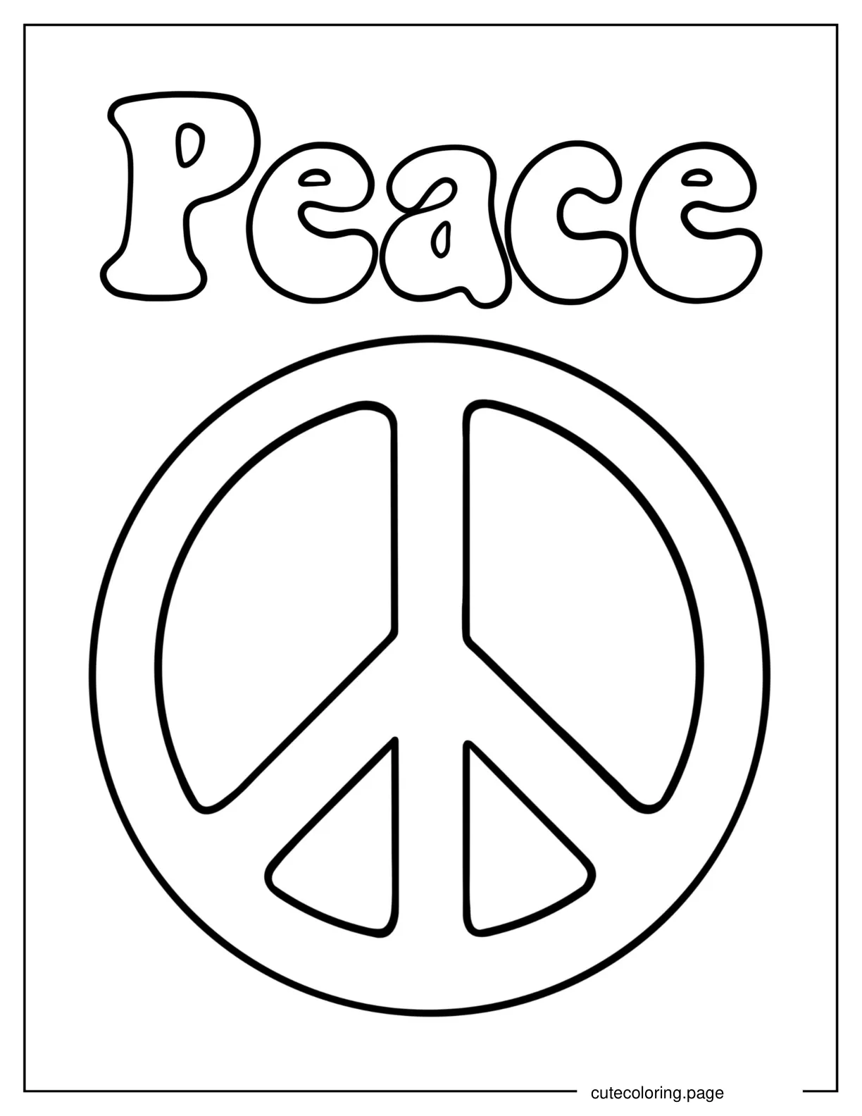 Simple Peace Sign With Word To Color coloring page