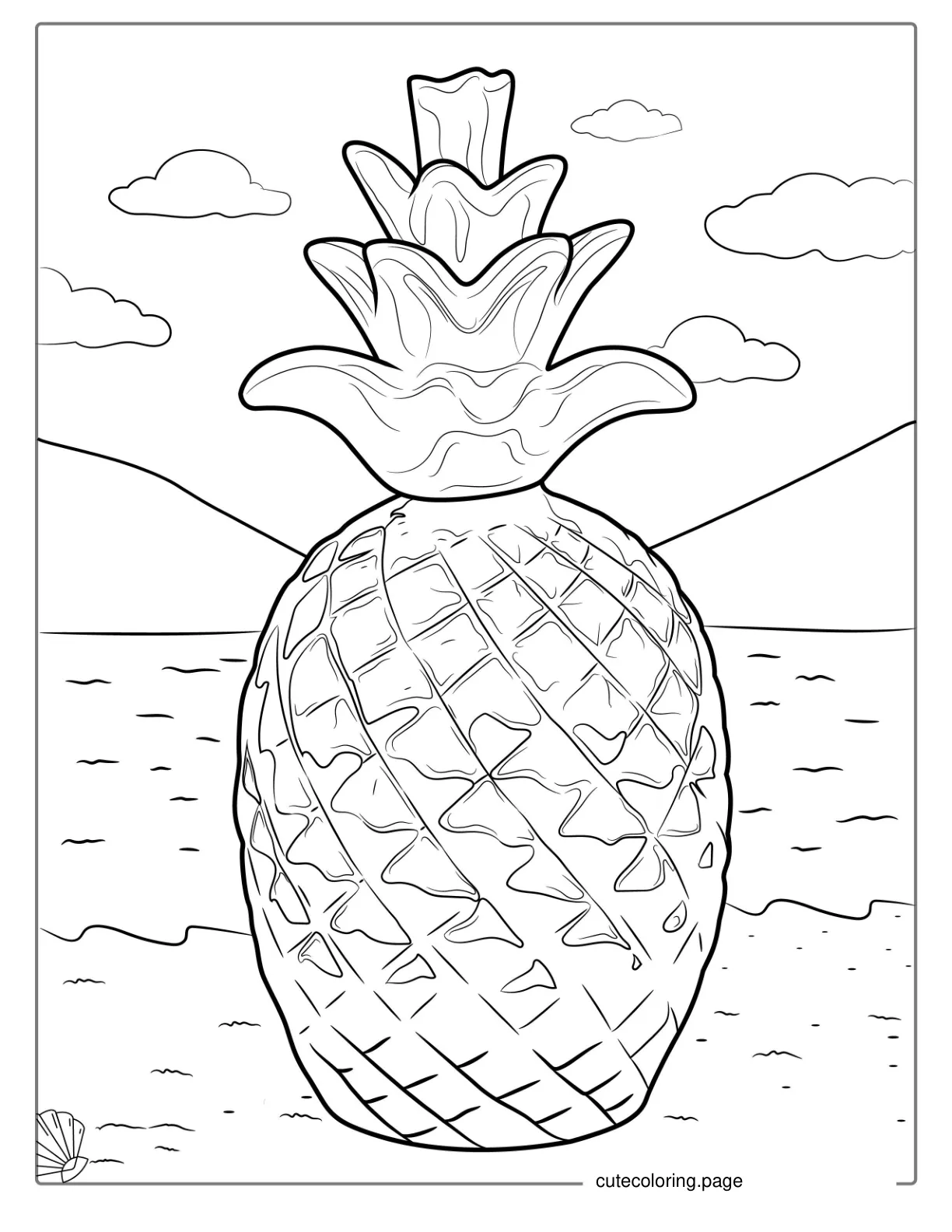 Easy Outline Of Pineapple Coloring For Kids coloring page