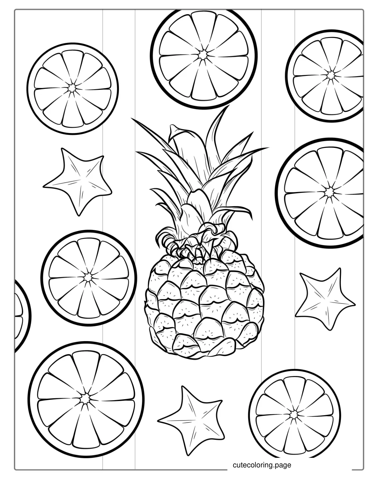 Pineapple And Oranges Coloring Sheet coloring page