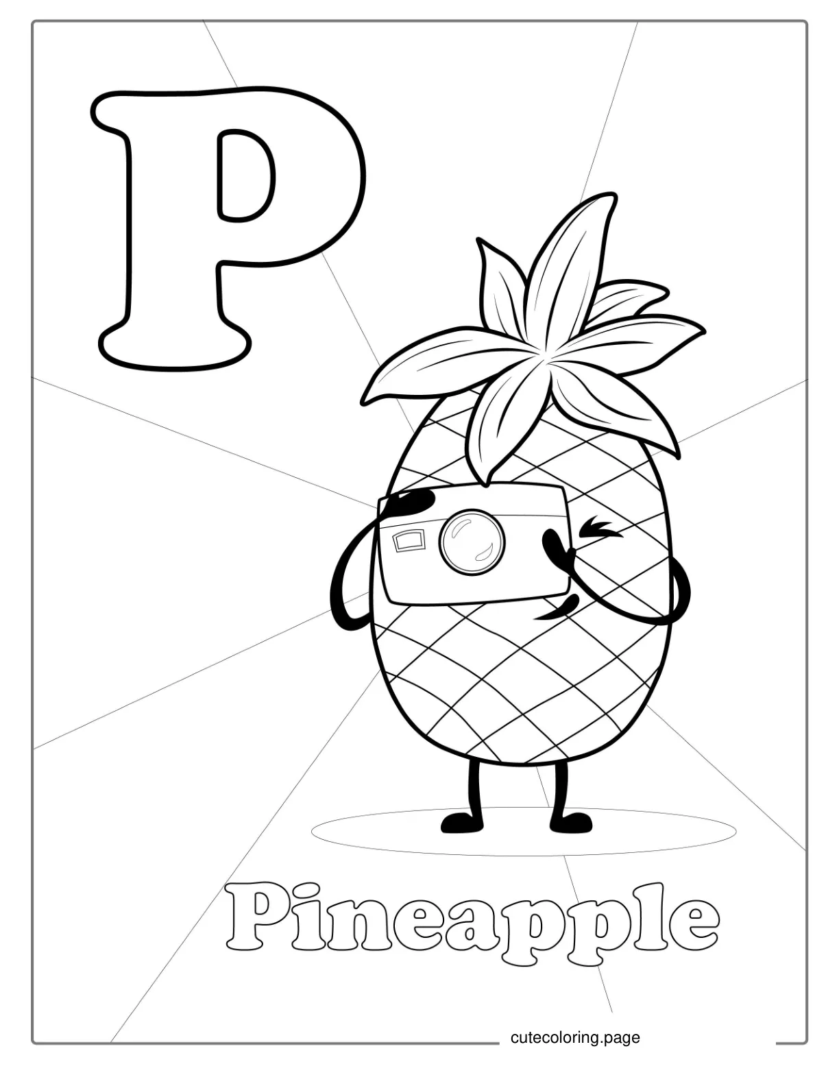 Pineapple Coloring Worksheet For Kids coloring page