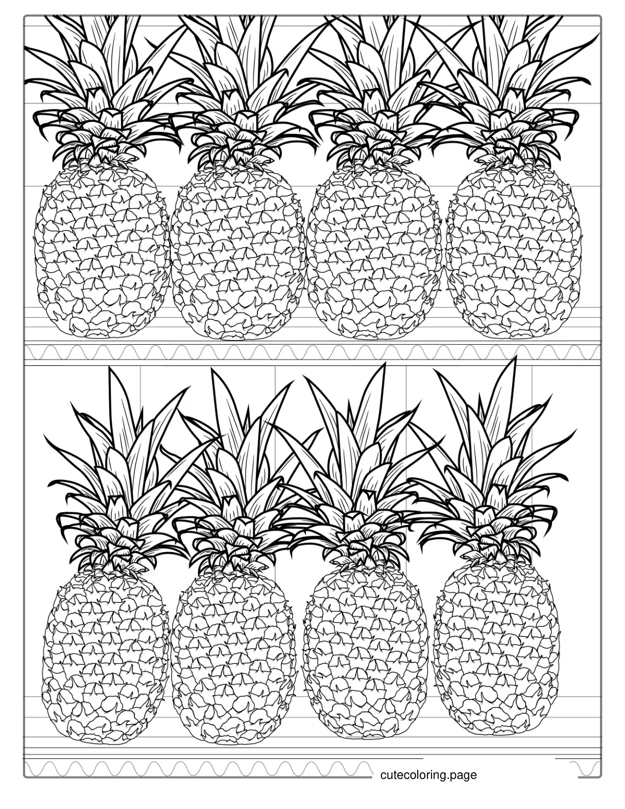 Pineapples Sitting On Shelves Coloring coloring page