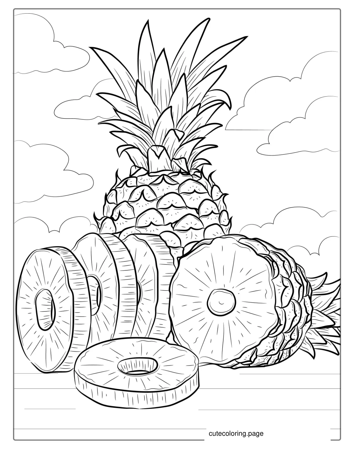 Sliced Pineapple Coloring Picture coloring page